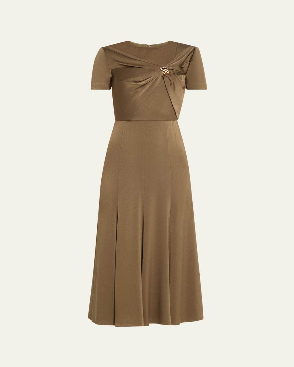 Draped Satin Crepe Midi Dress